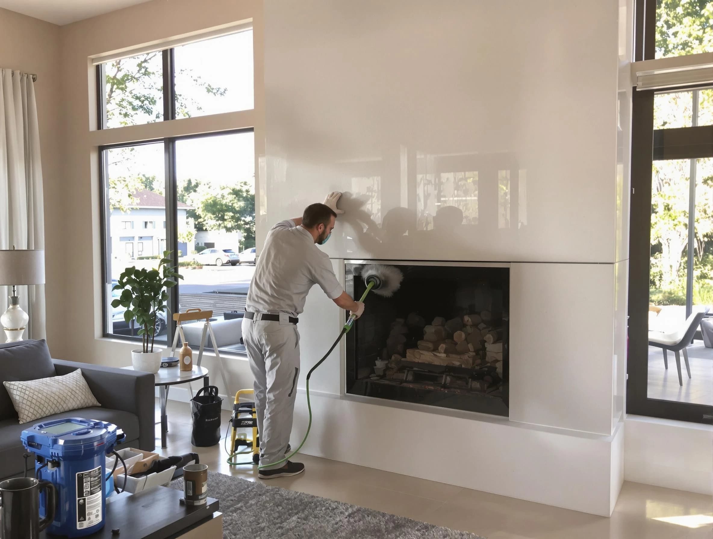 Vinings Chimney Sweep performing thorough soot removal in Vinings, GA