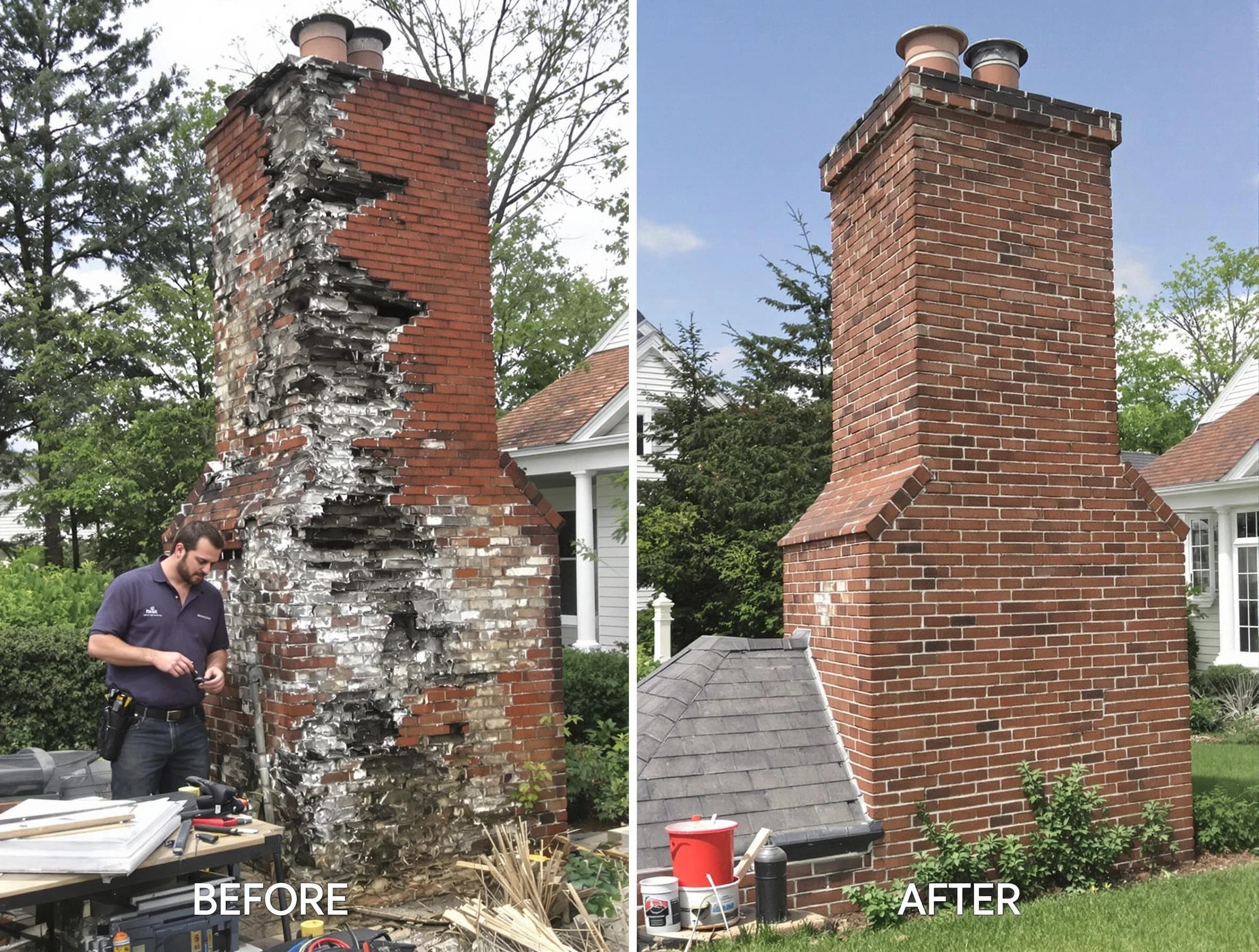Vinings Chimney Sweep performing a full chimney restoration in Vinings, GA