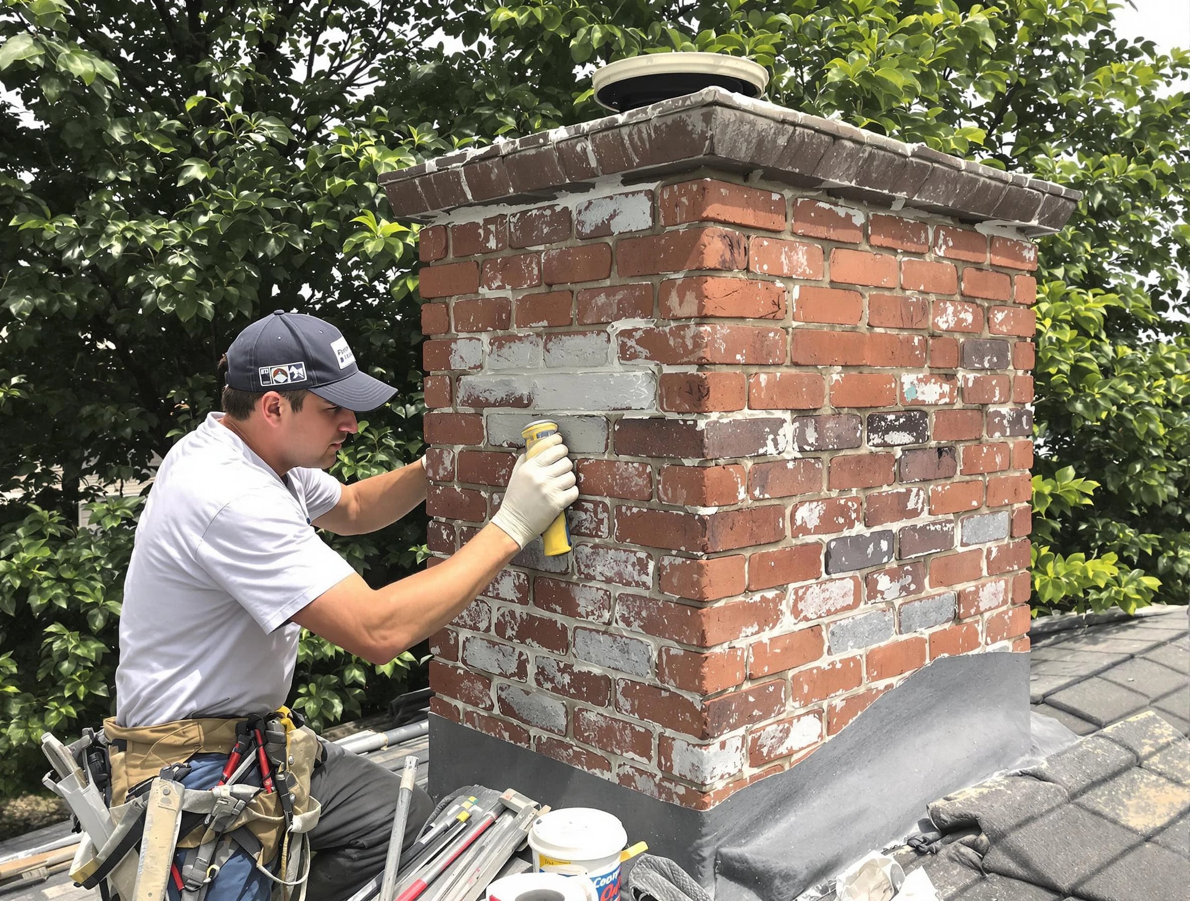 Vinings Chimney Sweep restoring an aging chimney in Vinings, GA