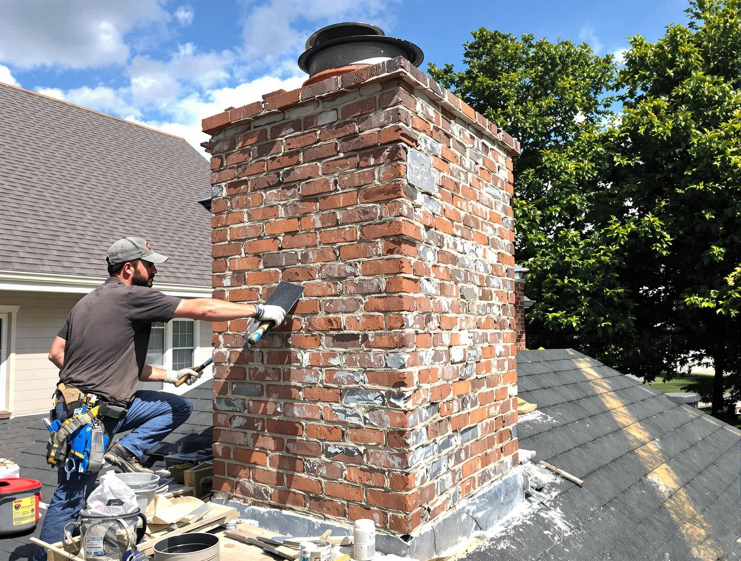 Completed chimney rebuild by Vinings Chimney Sweep in Vinings, GA