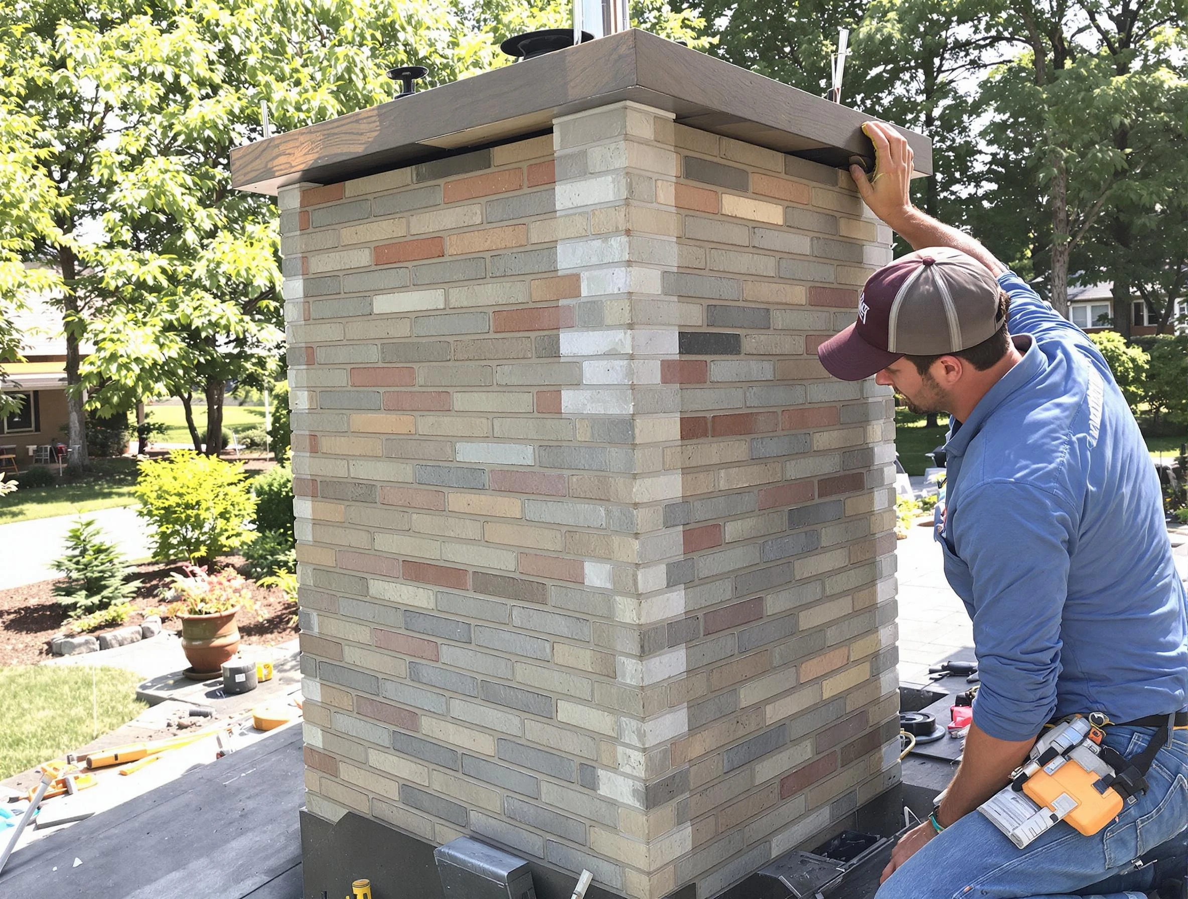 Vinings Chimney Sweep completing a modern chimney remodel in Vinings, GA