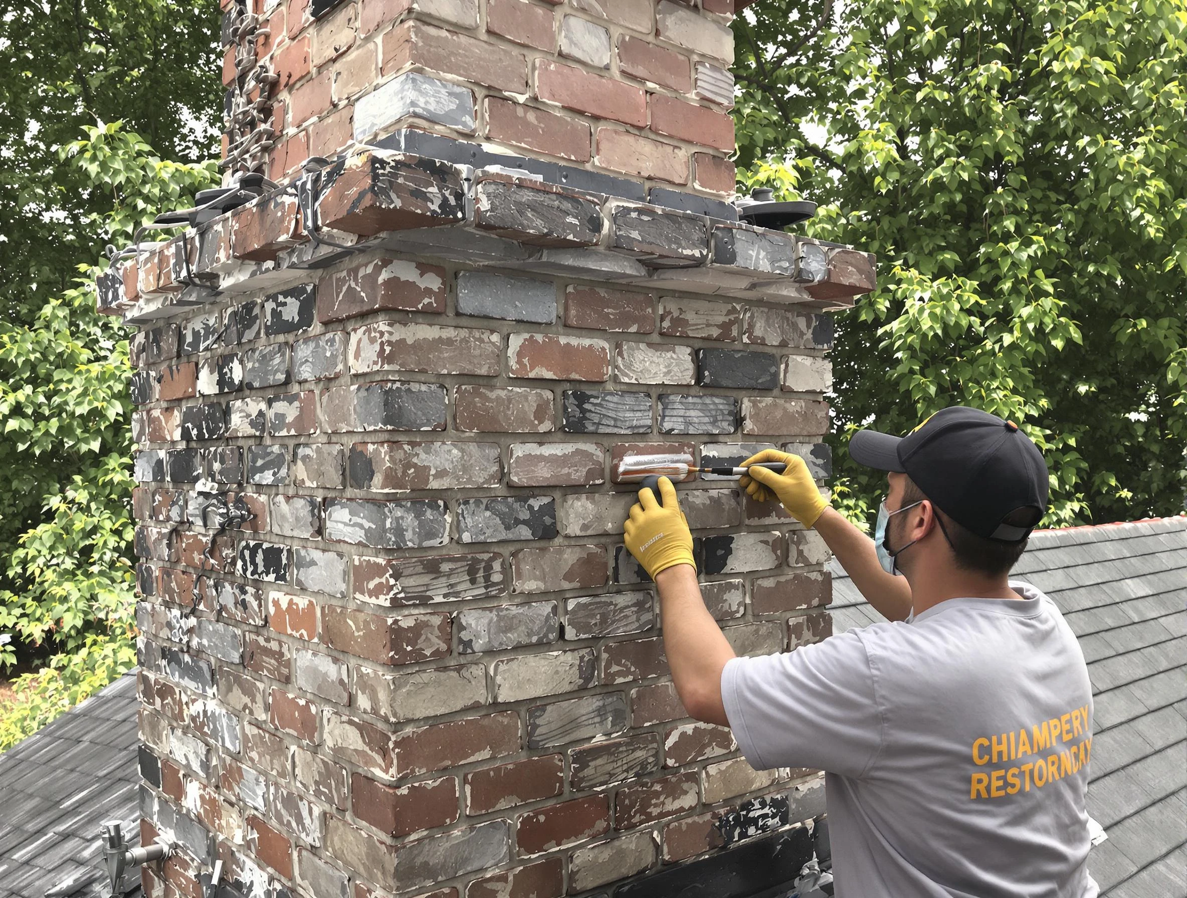 In-progress chimney restoration by Vinings Chimney Sweep in Vinings, GA