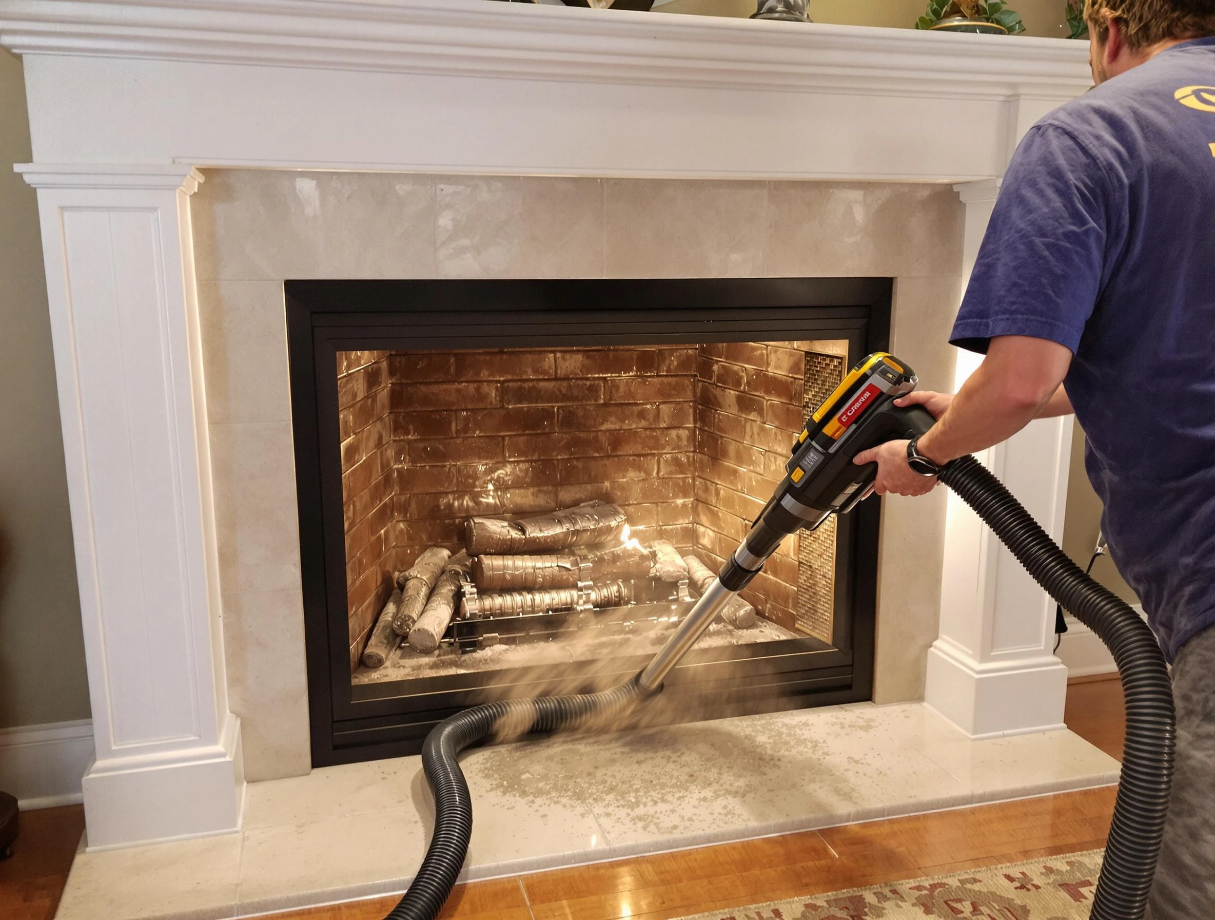 Fireplace cleaning performed by Vinings Chimney Sweep in Vinings, GA