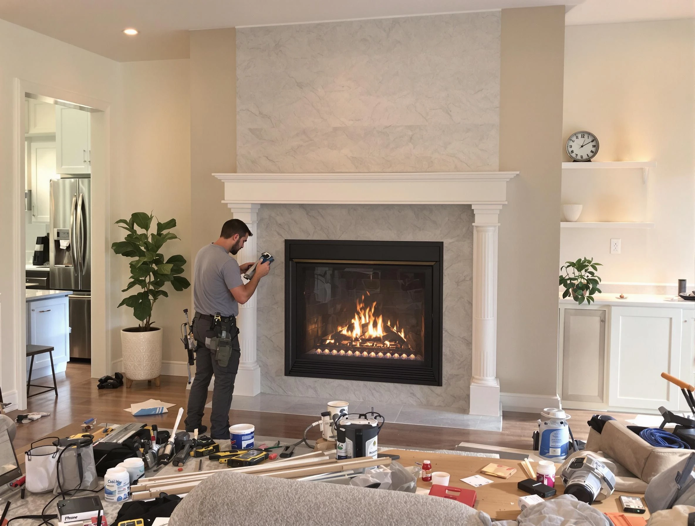 Newly installed fireplace by Vinings Chimney Sweep in Vinings, GA