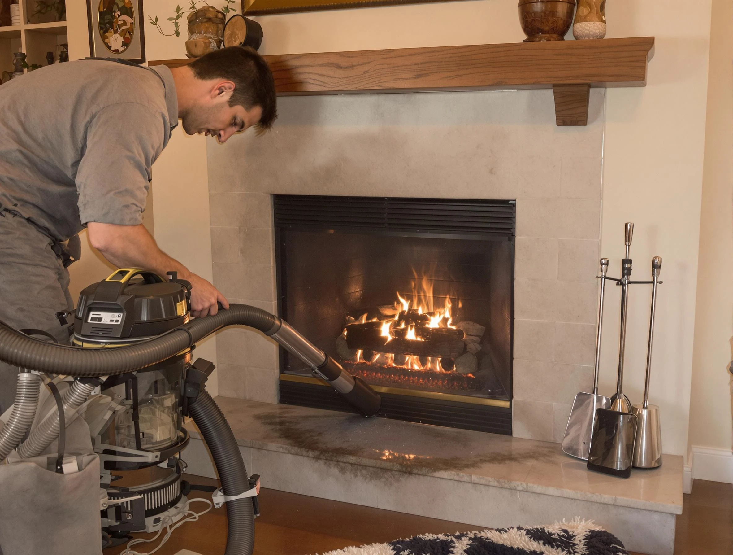 Routine fireplace upkeep by Vinings Chimney Sweep in Vinings, GA