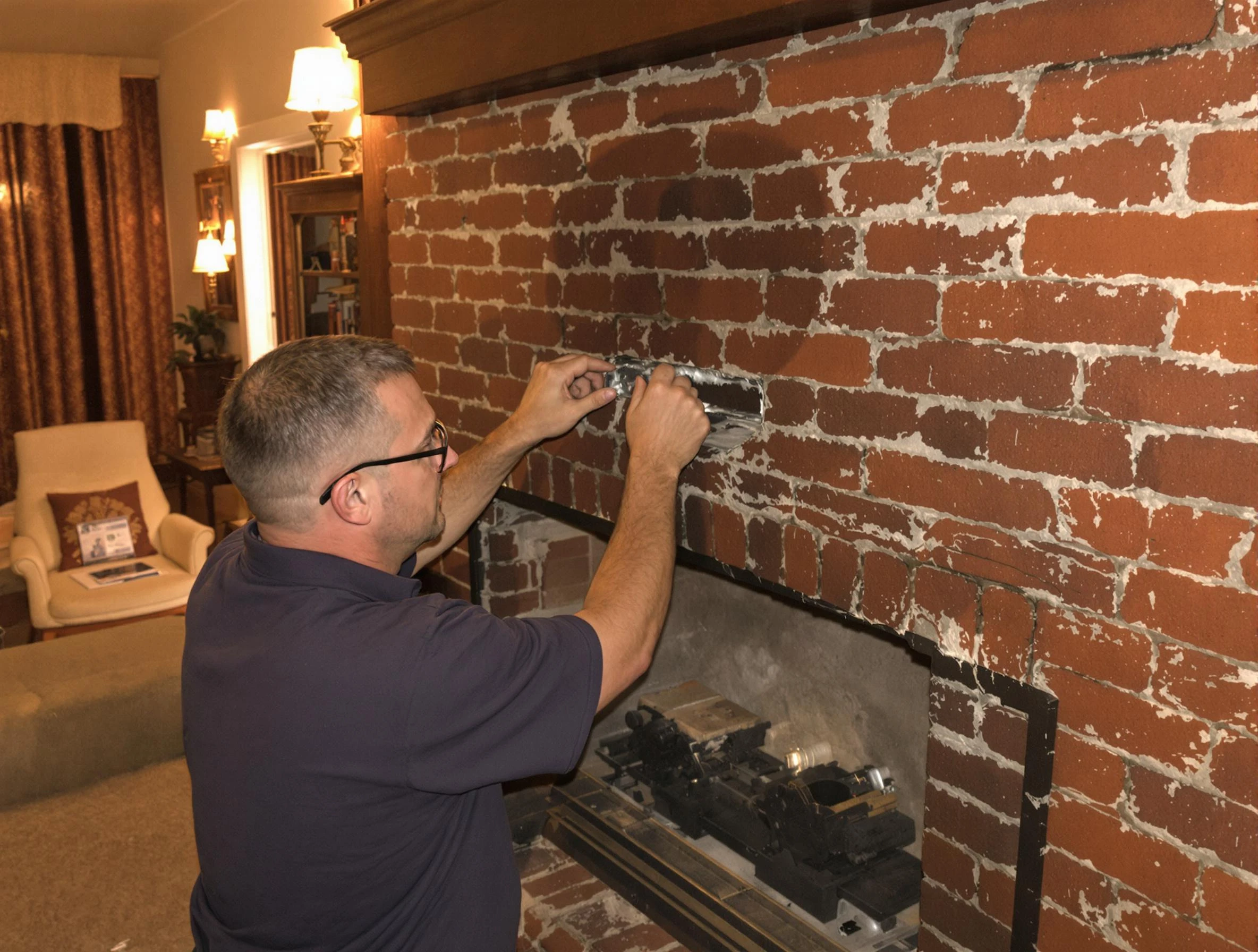 Vinings Chimney Sweep expert fixing a fireplace in Vinings, GA
